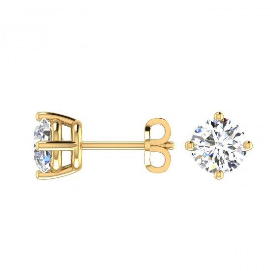 14K Yellow Gold Four Prong Moissanite Studs 0.3ct